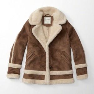 Abercrombie sherpa shearling suede coat